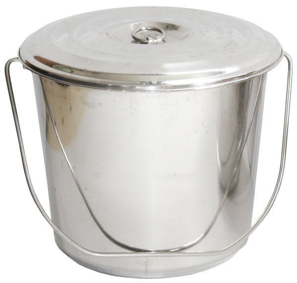 Stainless milk/water pail with lid, 16 quart
