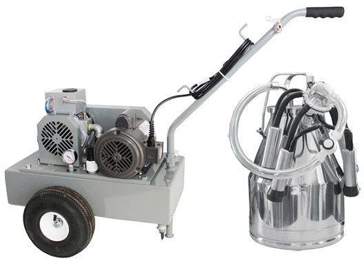 Deluxe Model milking machine for COWS with 1 (7.5 gal) NUPULSE stainless bucket assembly