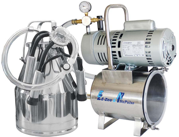 3/4HP Portable Mini-Milker System with 1 - 65# Stainless Steel Nupulse Bucket assembly