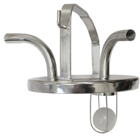 Stainless Steel Delaval Style Milk bucket lid with 2 5/8" outlets and check ball and cage