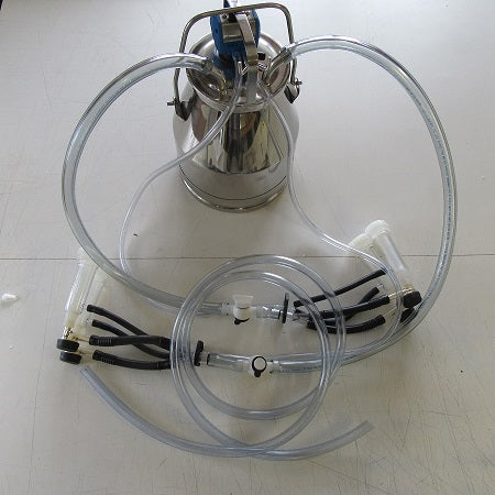 Complete 4 gal stainless bucket assembly for GOAT Milking with 2 goat clusters