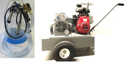 Gas Engine Model milking machine for COWS with ONE 8 Gal. Plastic bucket assembly