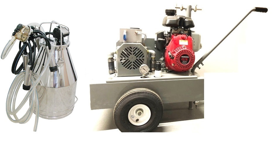 Gas Engine Model milking machine for COWS with 1 (7.5 gal) stainless bucket assembly