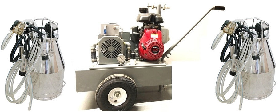 Gas Engine Model milking machine for COWS with 2 (7.5 gal) stainless bucket assemblies