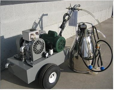 Deluxe Model milking machine for GOATS with 1 (4 gal) stainless bucket assembly with 1 goat cluster